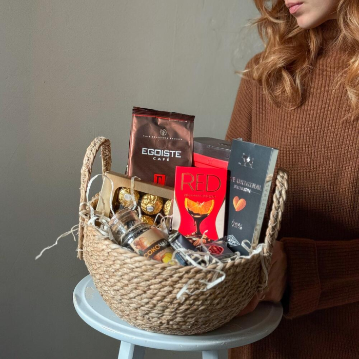 Coș Cadou de Anul Nou cu Ciocolată și Cacao [3]