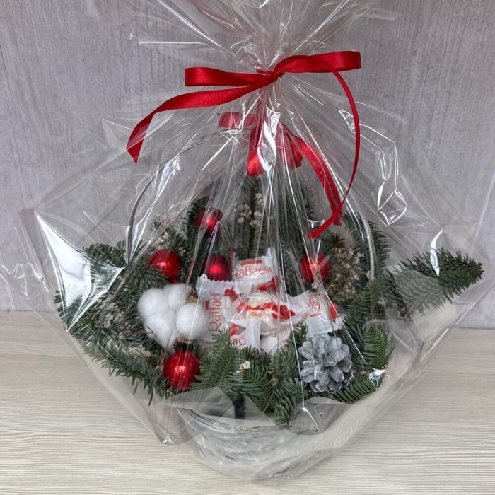 Coș de Anul Nou cu Bomboane Raffaello [3]