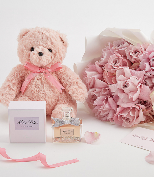 Surpriză la Domiciliu cu Buchet de Flori, Urs de Pluș și Parfum Miss Dior [2]