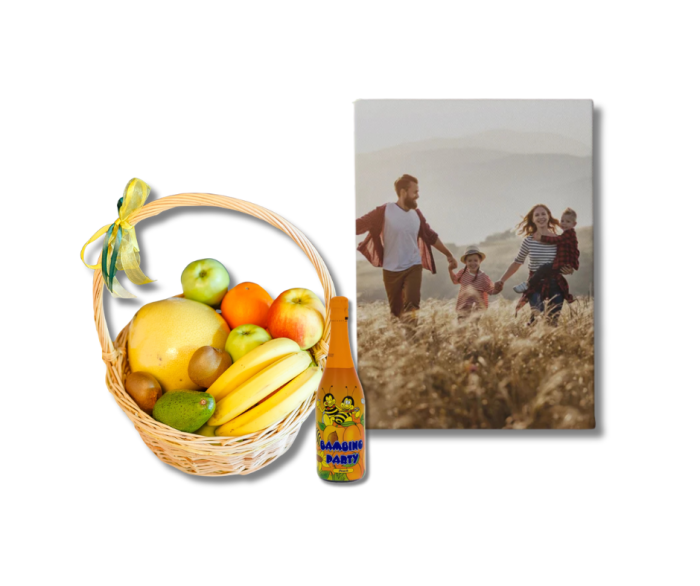 Surpriză Coș cu Fructe, Șampanie și Tablou pentru Copii [1]