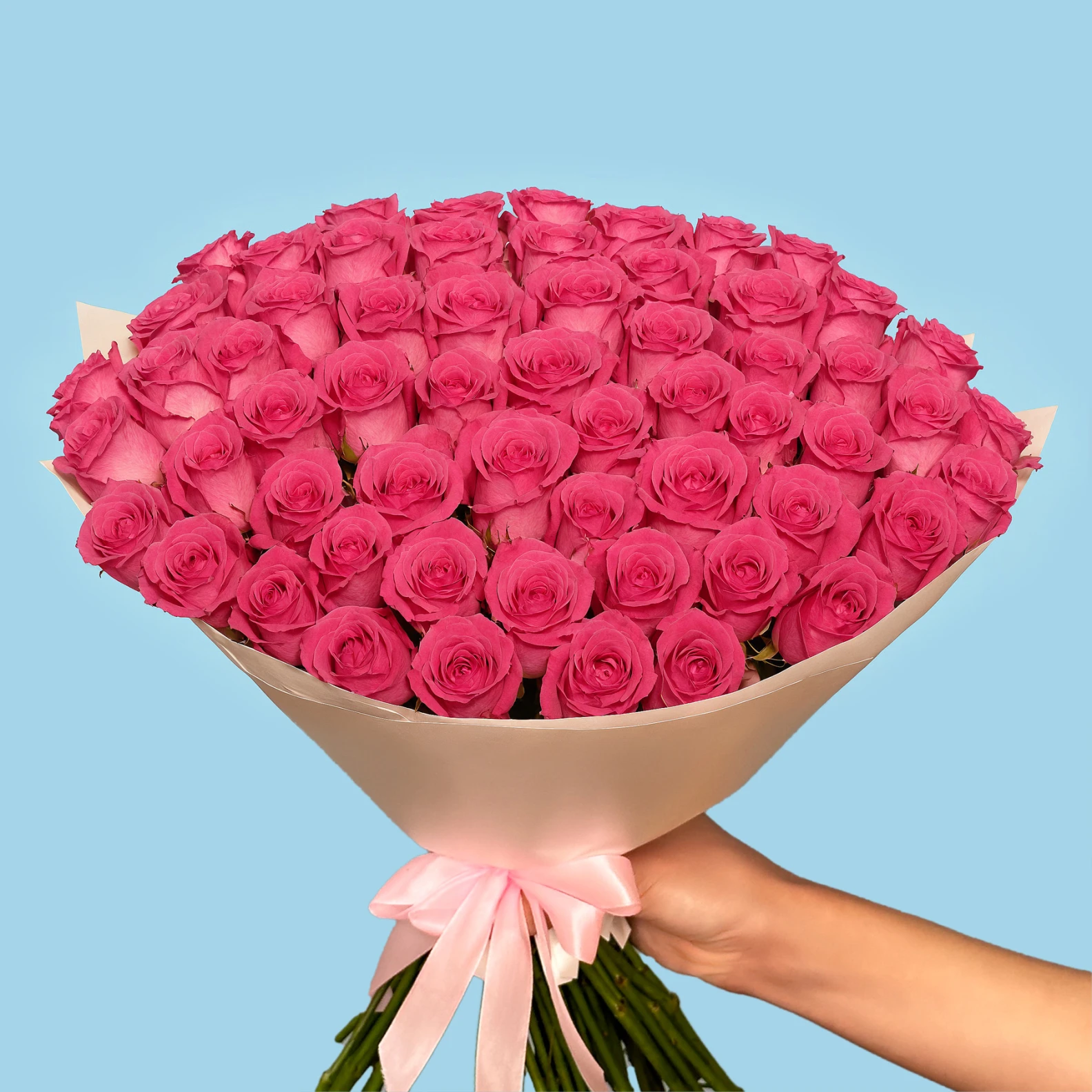 Buchet din 101 Trandafiri Roz din Kenya [3]