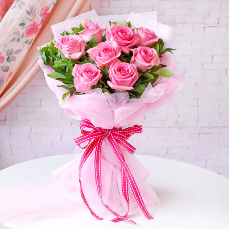 Buchete pentru externare din spital - Buchet din 9 Trandafiri Roz pentru Ea