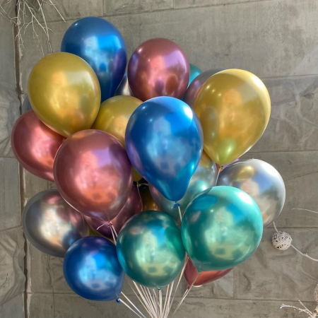 Baloane - Baloane Multicolore Chrome cu Heliu (15 buc)