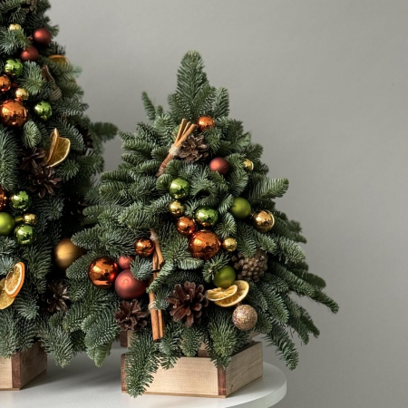 Brad Natural de Crăciun cu Globuri, Conuri și Scorțișoară [2]