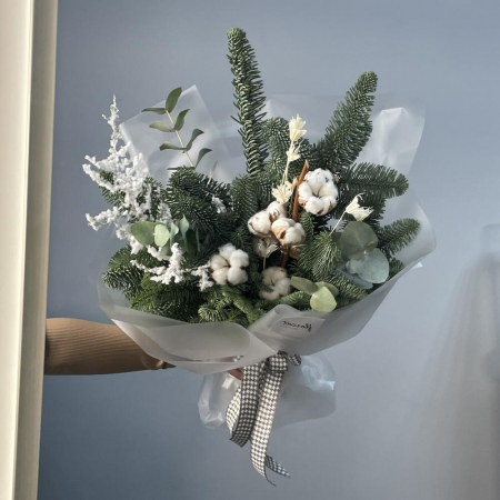 Valentine's Day - Buchet Natural cu Brad, Eucalipt și Bumbac