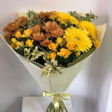 Buchete din Flori Mixte - Buchet de Toamnă cu Gerbera și Crizantemă