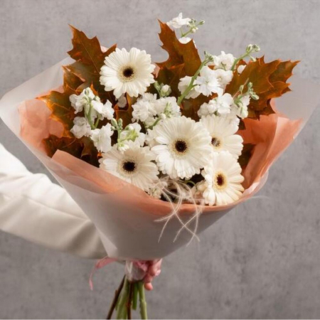 Buchet de Toamnă cu Gerbera și Frunze de Stejar [1]
