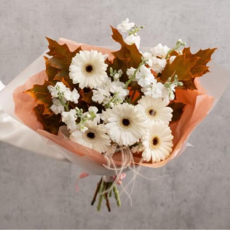 Buchet de Toamnă cu Gerbera și Frunze de Stejar [2]