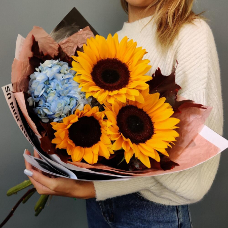 Buchet de Toamnă din Floarea Soarelui și Hortensie [0]