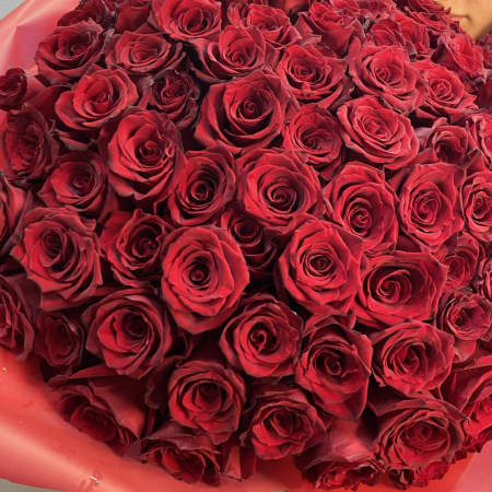 Buchet din 101 Trandafiri Roșii Premium Înalți H 80-90cm [5]