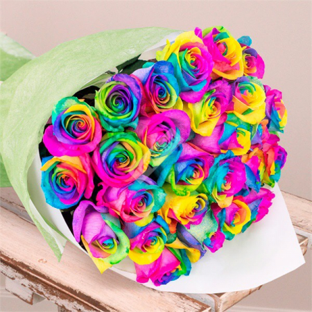 Buchete din Trandafiri - Buchet din 25 Trandafiri Rainbow