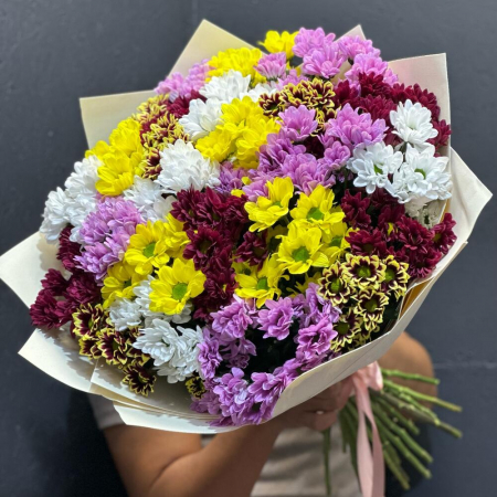 Buchete din Crizanteme - Buchet Amestec din 25 Crizanteme Multicolore