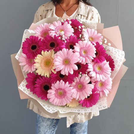 Buchet din 25 Gerbere Roz-Fuchsia București [5]
