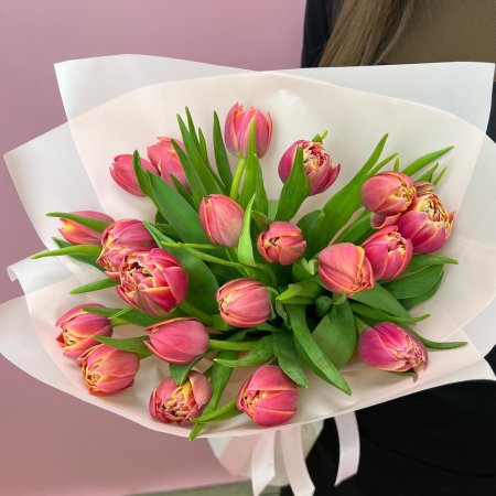 Buchet din 21 Lalele Roz Corai [2]