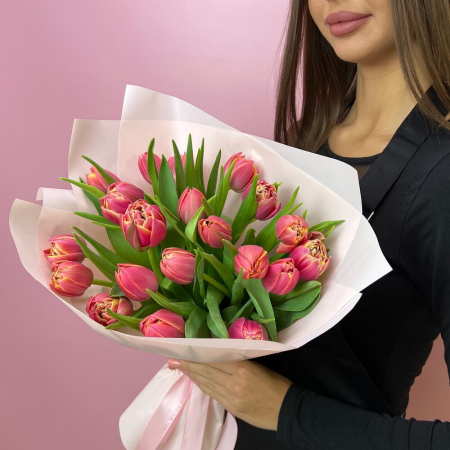 Lalele - Buchet din 21 Lalele Roz Corai