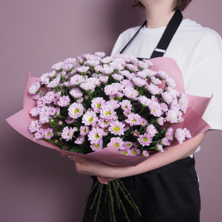 Buchete din Crizanteme - Buchet din 15 Crizanteme Santini Roz