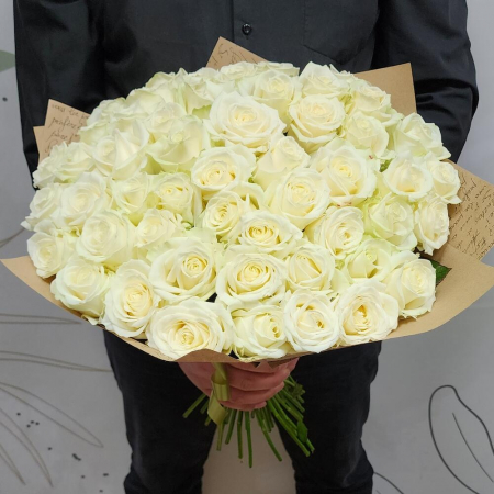 Buchete din Trandafiri Albi - Buchet din 51 Trandafiri Albi