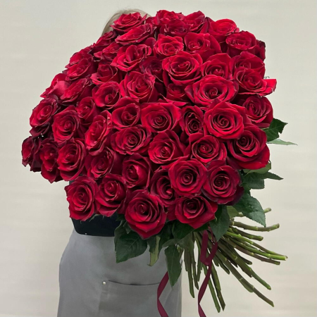 Florărie Online Râmnicu Vâlcea - Buchet din 51 Trandafiri Roșii Premium Înalți H 80-90cm