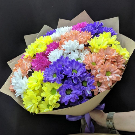 Buchete din Crizanteme - Buchet din 15 Crizanteme Multicolore
