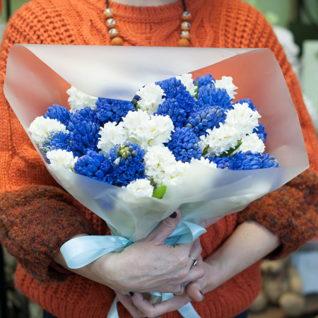 Buchet de Zambile Albastre și Albe (51 fire) [2]