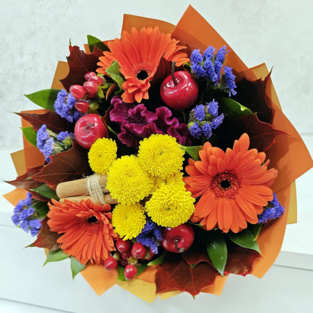 Buchet de Toamnă cu Gerbera, Crizantemă și Hypericum [2]