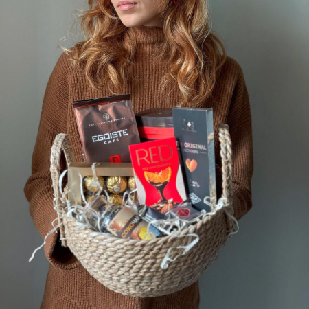 Coșuri de Anul Nou - Coș Cadou de Anul Nou cu Ciocolată și Cacao