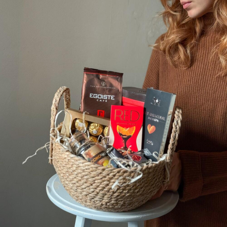 Coș Cadou de Anul Nou cu Ciocolată și Cacao [2]