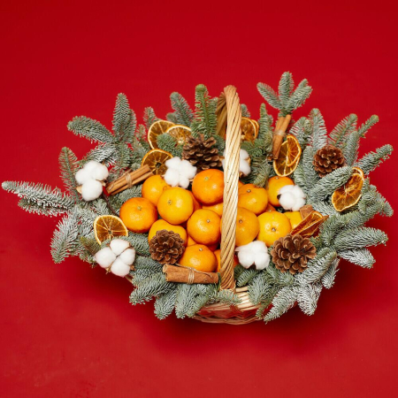 Coșuri de Anul Nou - Coș de Anul Nou cu Mandarine