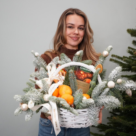 Coșuri de Anul Nou - Coș de Anul Nou Ceai, Portocale si Toffifee