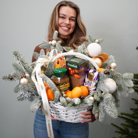 Coșuri de Anul Nou - Coș de Anul Nou Cafea, Mandarine si Ciocolată
