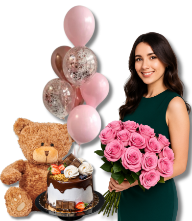 Surprize la Domiciliu Copii - Surpriză la Domiciliu cu Flori, Baloane, Tort și Ursuleț