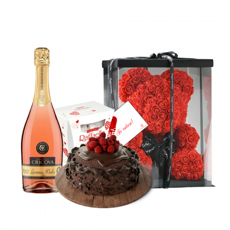 Ocazii - Tort, Raffaello, Șampanie și Urs din Trandafiri Timiș