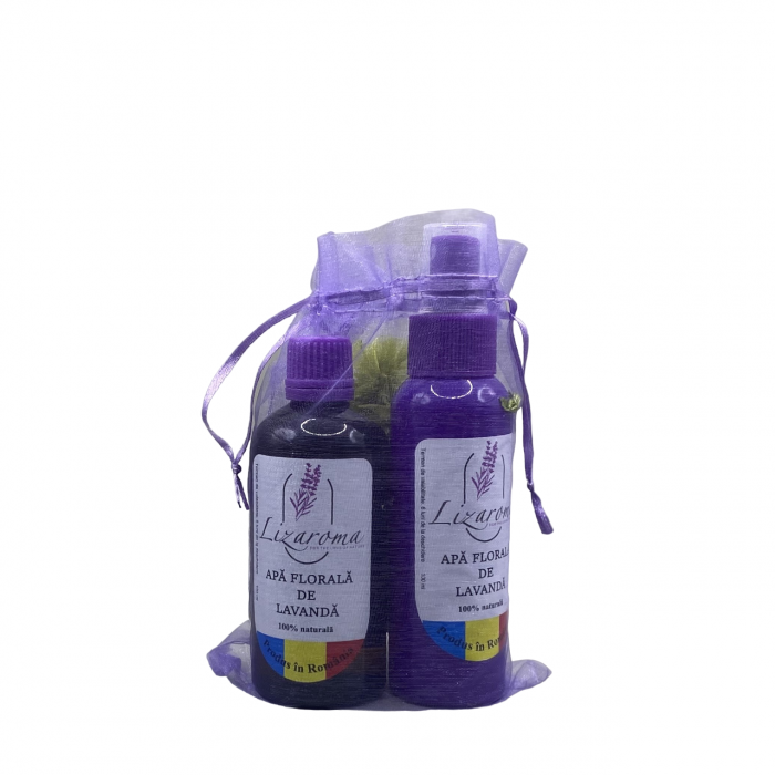 Set apă florală de lavandă (hidrolat) cu rezervă și săculeț cu floare uscată de lavandă [8]