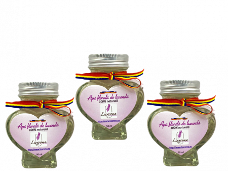 Ape florale - Ofertă 3 sticluţe-inimioară cu apa florală de lavandă