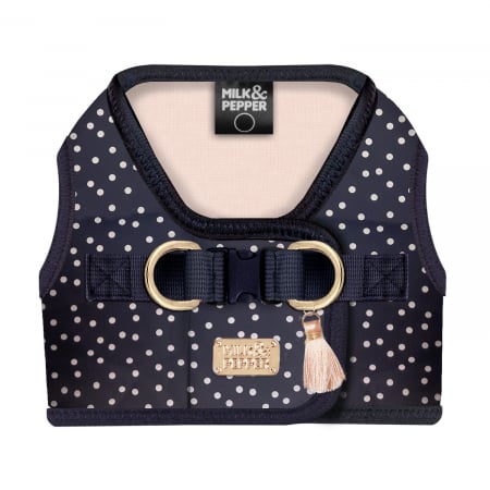 PRODUSE - Ambre Harnais Bleu Marine Pois Rose T 62