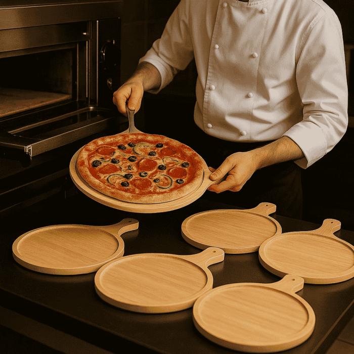 Blat din Lemn cu Coadă pentru Pizza Ideal pentru Servire și Preparare [2]