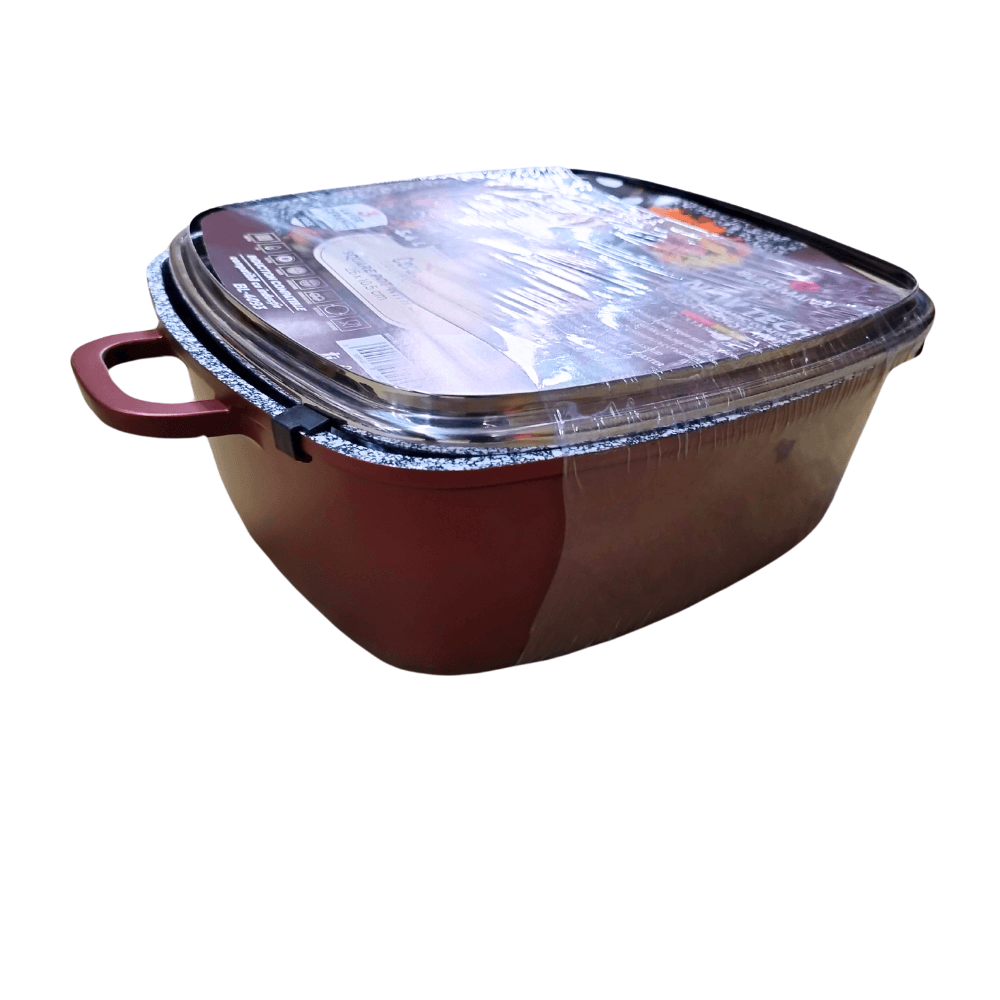 Blaumann Cerastone Cratiță Pătrată Ceramică cu Capac din Sticlă 26x10,5cm 5,4L Tip Roaster cu Sistem Aroma Knob [5]