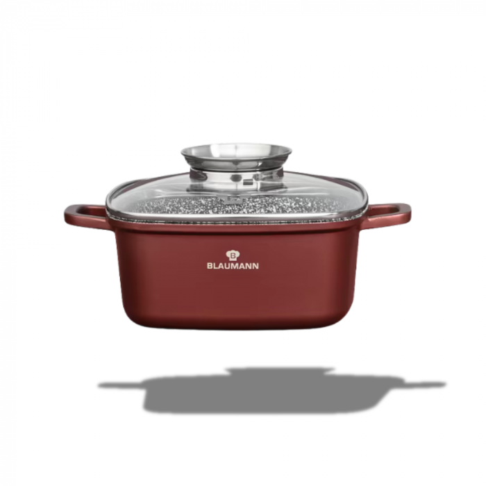 Blaumann Cerastone Cratiță Pătrată Ceramică cu Capac din Sticlă 28x11cm 6,5L Tip Roaster cu Sistem Aroma Knob [2]