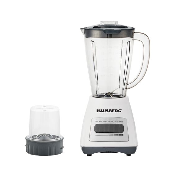 Blender cu rasnita HAUSBERG  500 W 4 trepte de viteza vas din plastic gradat de 1.5 litri