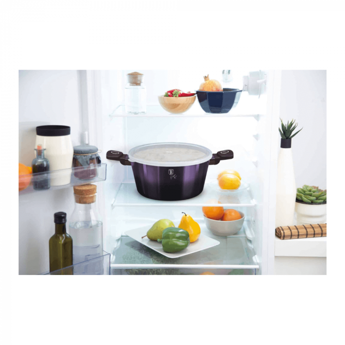 Cratită cu capac din sticlă BERLINGER HAUS, 20 cm, 2.5L, acoperire marmurată mov [3]