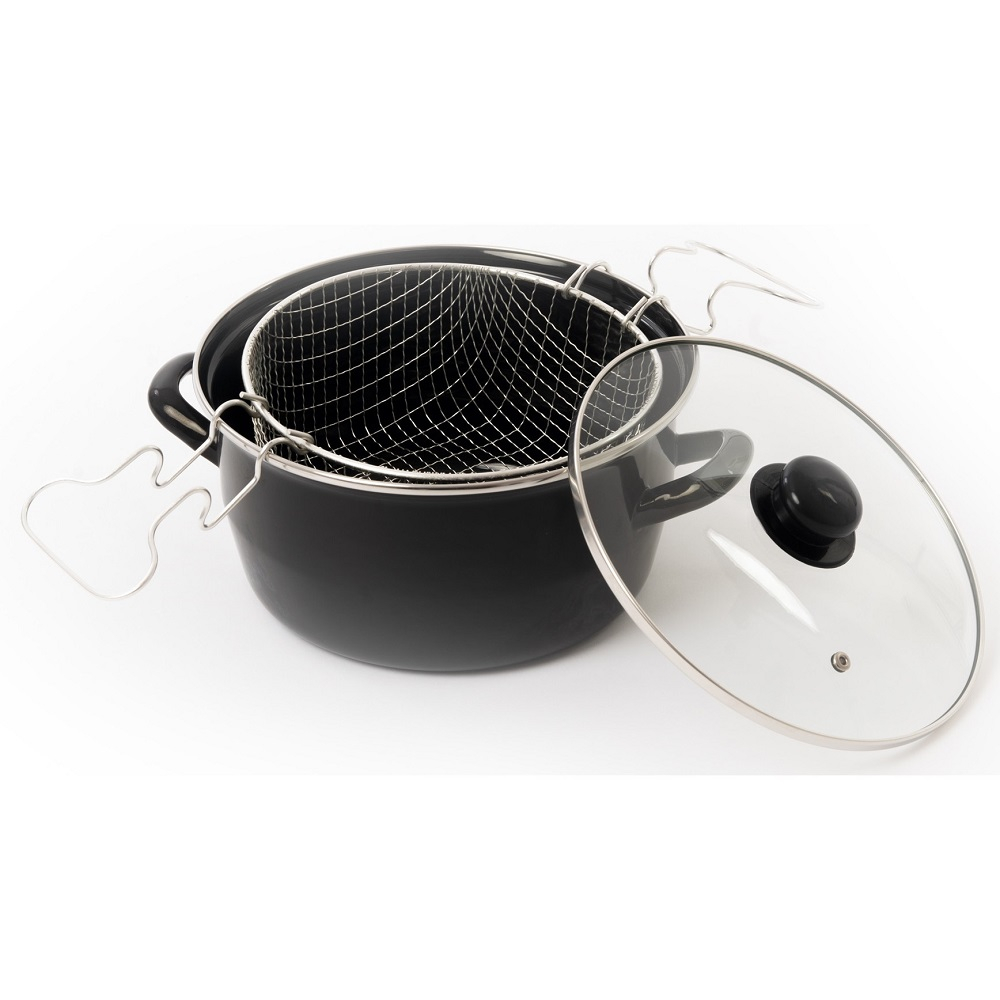 Cratita friteuza cu capac din sticla si cos pentru prajit, 24 cm [2]
