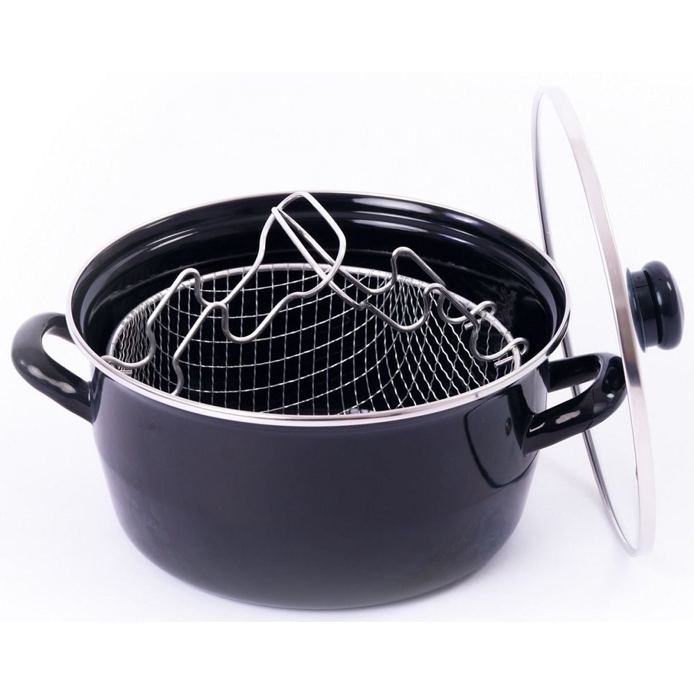 Cratita friteuza cu capac din sticla si cos pentru prajit, 24 cm [4]