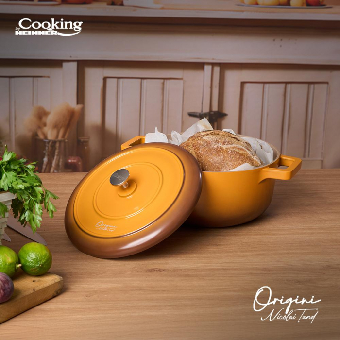 Cratita Origini aluminiu turnat cu capac 20x10CM 2.4L  inductie [3]