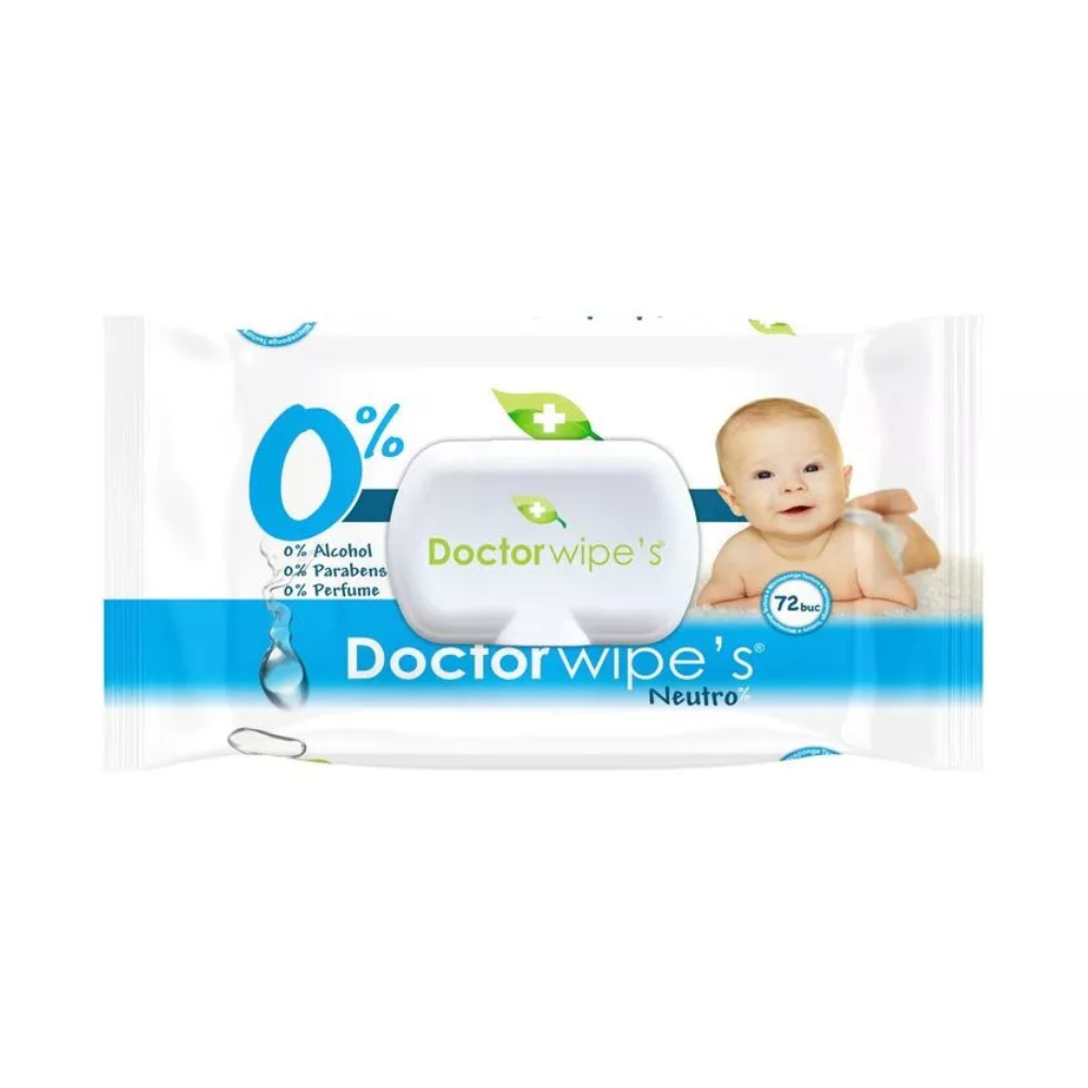 Doctor Wipes servetele Umede Baby Neutro cu Capac 72 Bucati