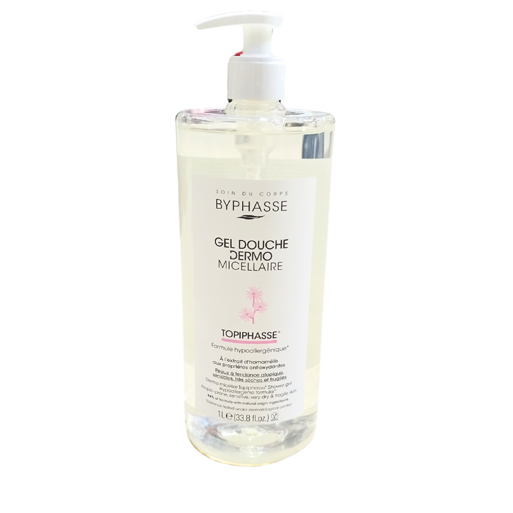 Gel de Dus Byphasse Dermo Micelar Hipoalergenic  Curatare Delicata pentru Piele Sensibila 1000 ml cu Pompita