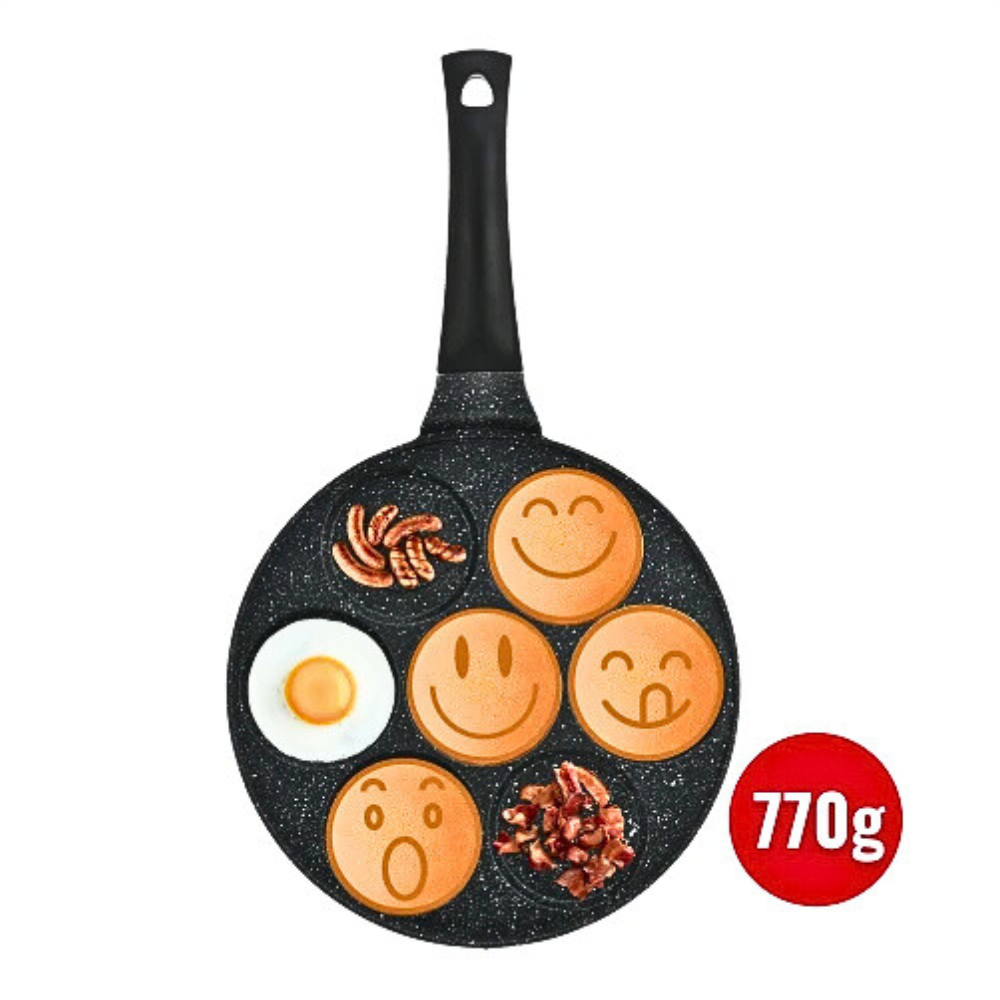 Herzberg Tigaie pentru Clătite / 26 cm / Acoperire cu Marmură / Design Smiley Emoji [2]
