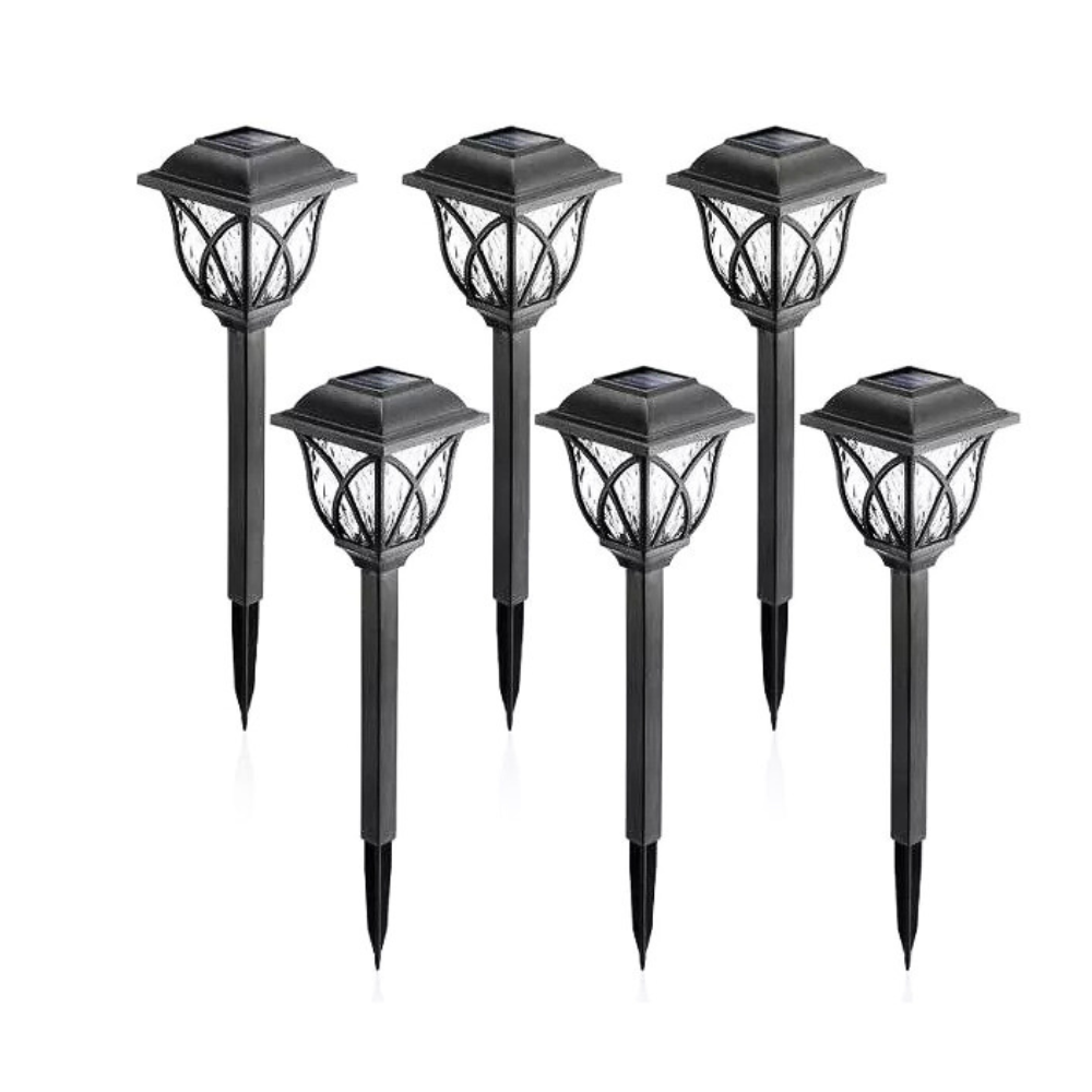 Lampa Solara Exterioara Set 6 BUC, Stil Vintage, Negru Mat