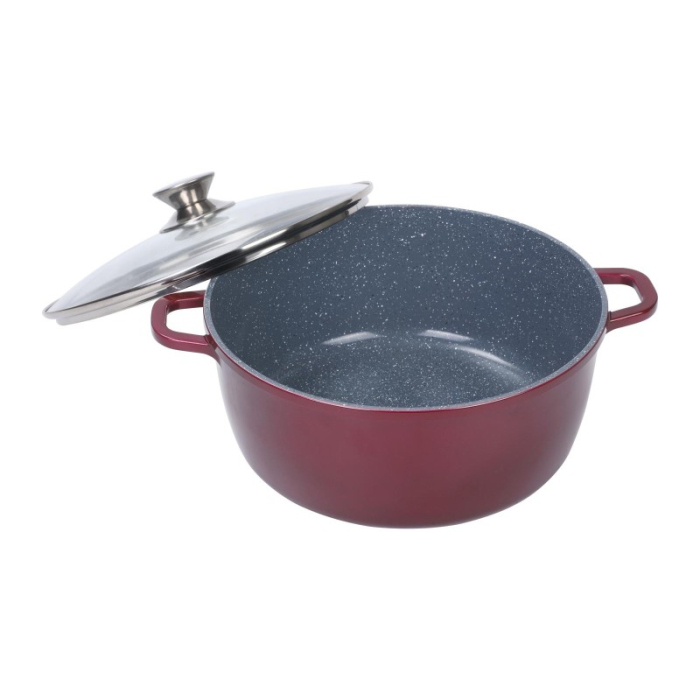 Cratiță Grunberg Aluminiu Tip Tuci Ceramică Marmorată Cu Capac Sticlă 6.5L [5]