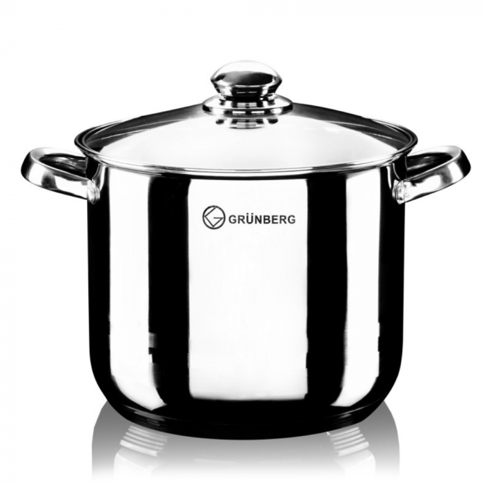 Oală din inox cu capac din sticlă, 14 l, Grunberg [3]