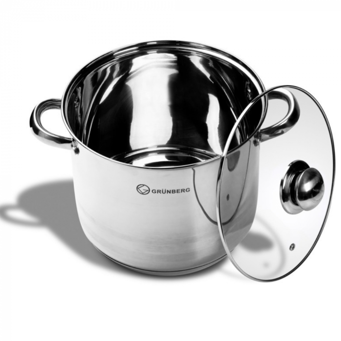 Oala din inox cu capac din sticla 22.5 l Grunberg